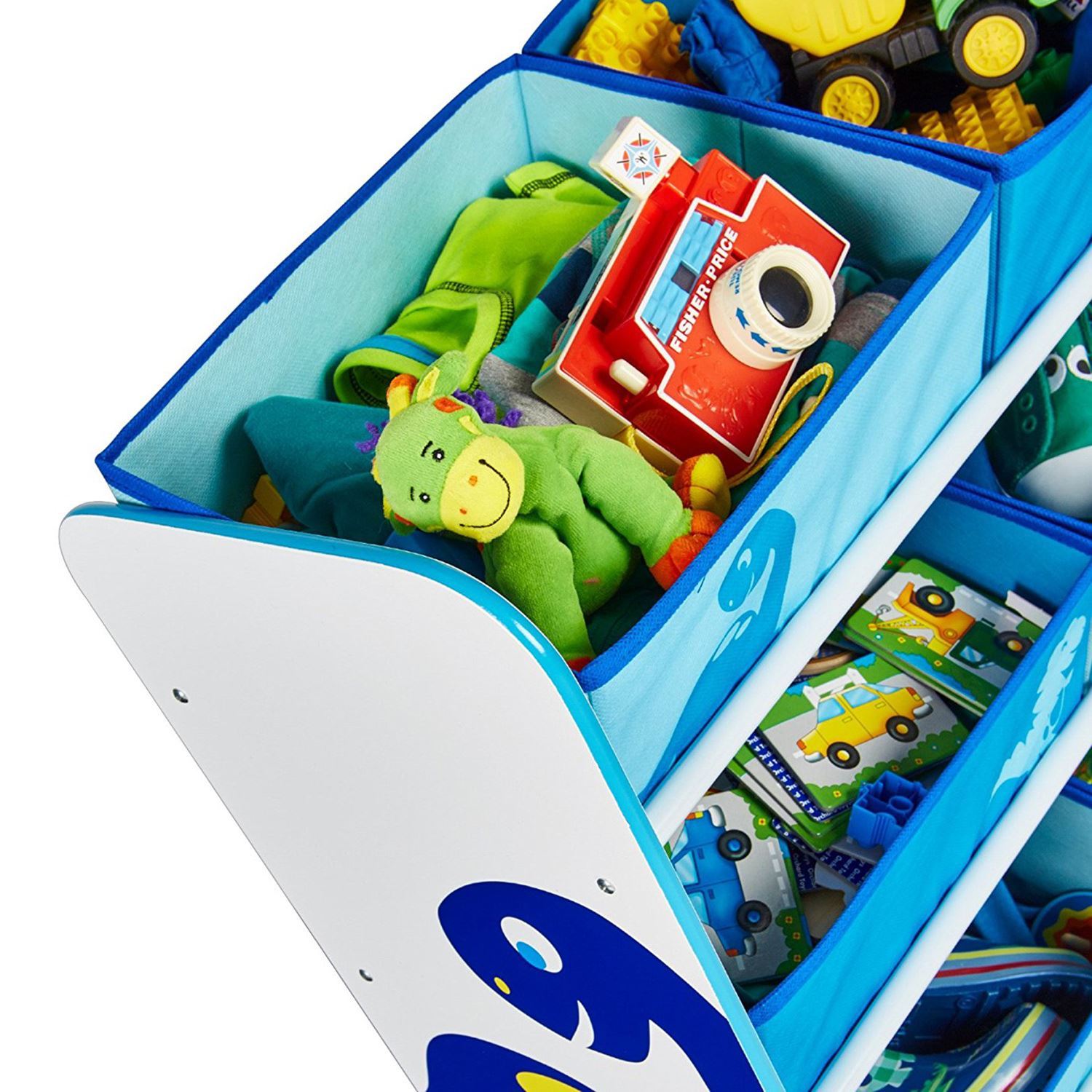 DINOSAURS 6 BIN STORAGE UNIT CHILDRENS BEDROOM STORAGE TOYS GAMES BOOKS