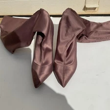 Women’s Purple Cloth Pointed Toe Stiletto Boots 7