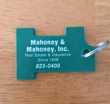Vintage Keychain Mahoney & Mahoney Real Estate & Insurance Key Ring #1 Fob