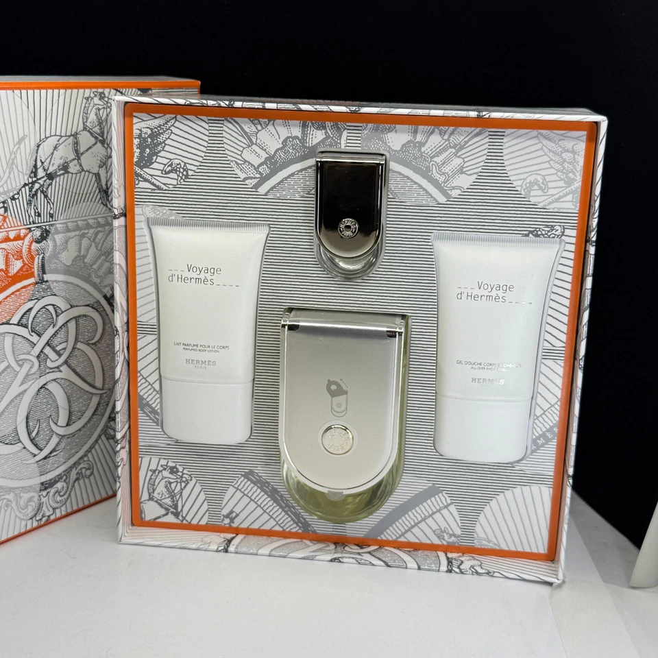 NUEVO Juego de regalo Voyage D'Hermes por Hermes 3,3 oz / 100 ml EDT 4 piezas nuevo en caja Foto 2 de 4