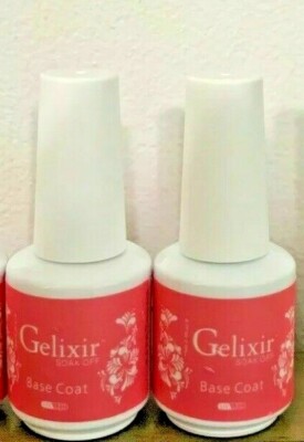 2 Bottles Gelixir Soak Off Gel Base Coat 15ml 0.5oz