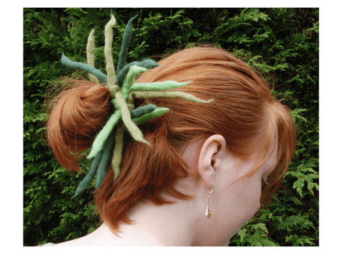 Green Dreadlock Hair Scrunchie - Handmade Wool Dreads Elasticated for Ponytail - Picture 1 of 4