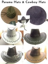 Panama Hats  Cowboy Hats in Black, White  Browns Leather  Microsuede NWT/NWOT