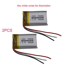 2pcs 3.7V 400 mAh Li Battery 702030 Thermistor For GPS DashCam Bluetooth Speaker