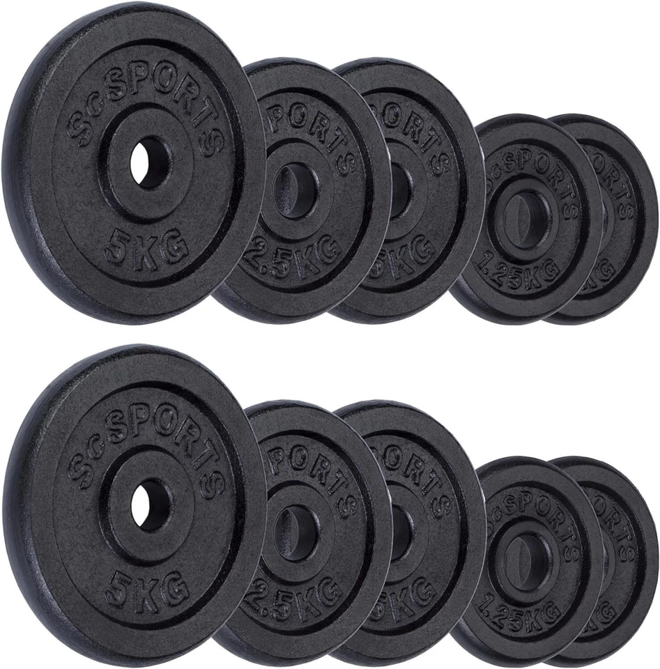 ScSPORTS Festes Set 2x5Kg 4x2,5Kg 6x1,25Kg Kunst + 2xKH NEU - Bild 3 von 3