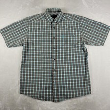 Ariat Pro Series Short Sleeve Button Up Shirt Men's Large Blue Plaid Vented