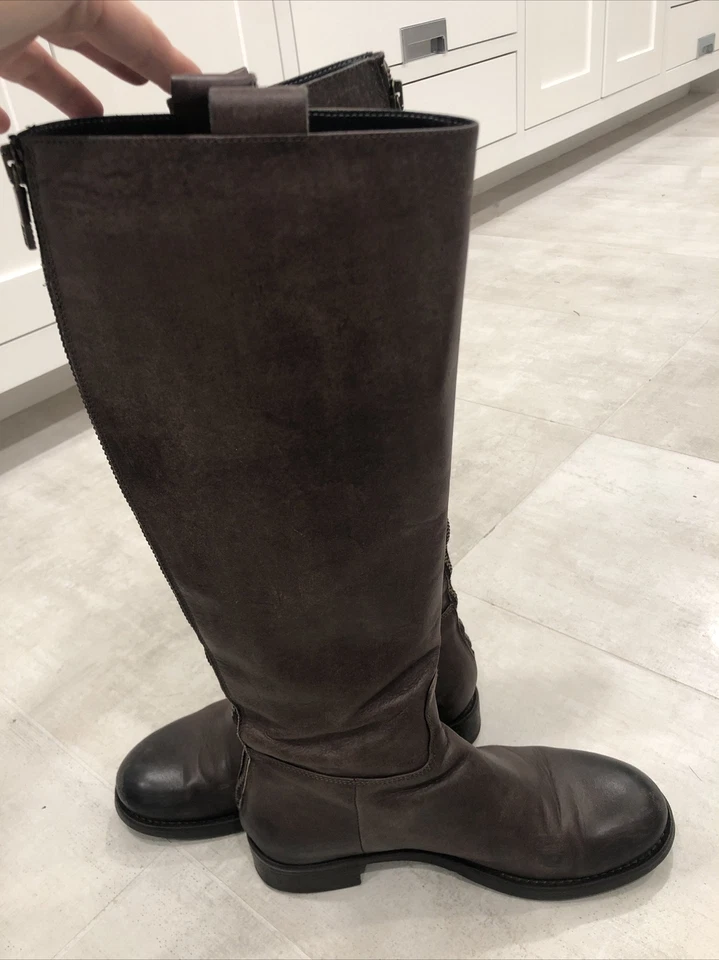 Alberto Fermani высокий молнии коричневые кожаные сапоги для верховой езды, размер 36 1/2 (США 6,5) - Изображение 2 из 4