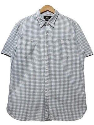 RRL RALPH LAUREN short sleeve check shirt Size L light blue RRL RALPH LAUREN short sleeve check shirt Size L light blue