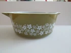vtg Pyrex avocado green spring blossoms 2.5qt casserole dish #475 no lid