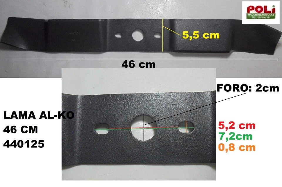 AL-KO LAMA RASAERBA ORIGINALE CODICE LAMA 440125 PER RASAERBA TAGLIO 46 - Immagine 3 di 4