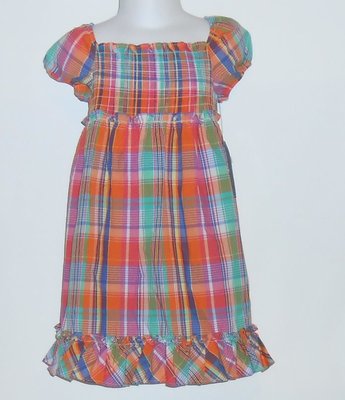 American Living Girls Ruched Bodice Empire Waist Plaid Peasant Dress 4/4T  NWT | eBay
