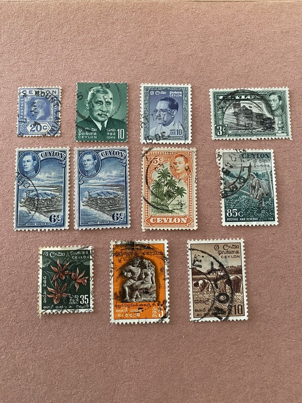 Collection of 11 Old Ceylon Stamps British Colony Until 1948