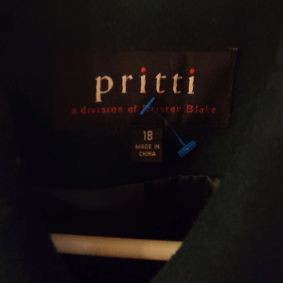 Kristen Blake Pritti Wool Coat Button Up Womens Plus Size 18 Pockets Green - Image 3 of 4