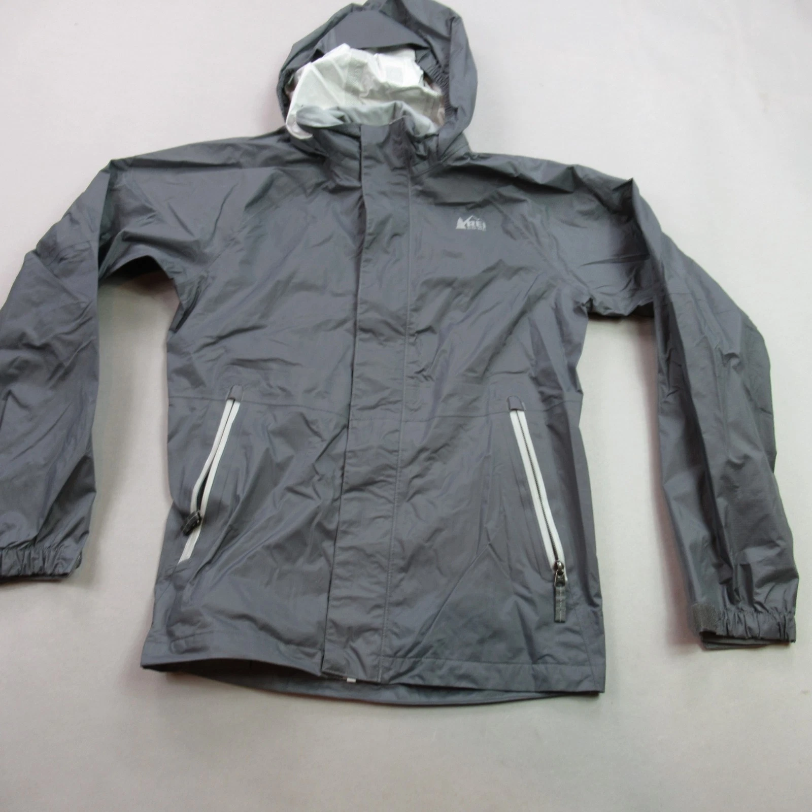 REI Boys Jacket Large 14-16 Long Sleeve Casual Hooded Full Zip Outdoors Gray