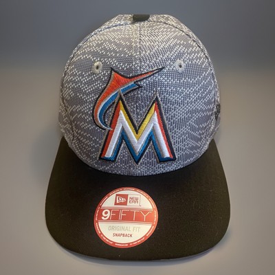 NWT New Era 9Fifty Miami Florida Marlins Snapback Hat Logo Gray Weave JBHS