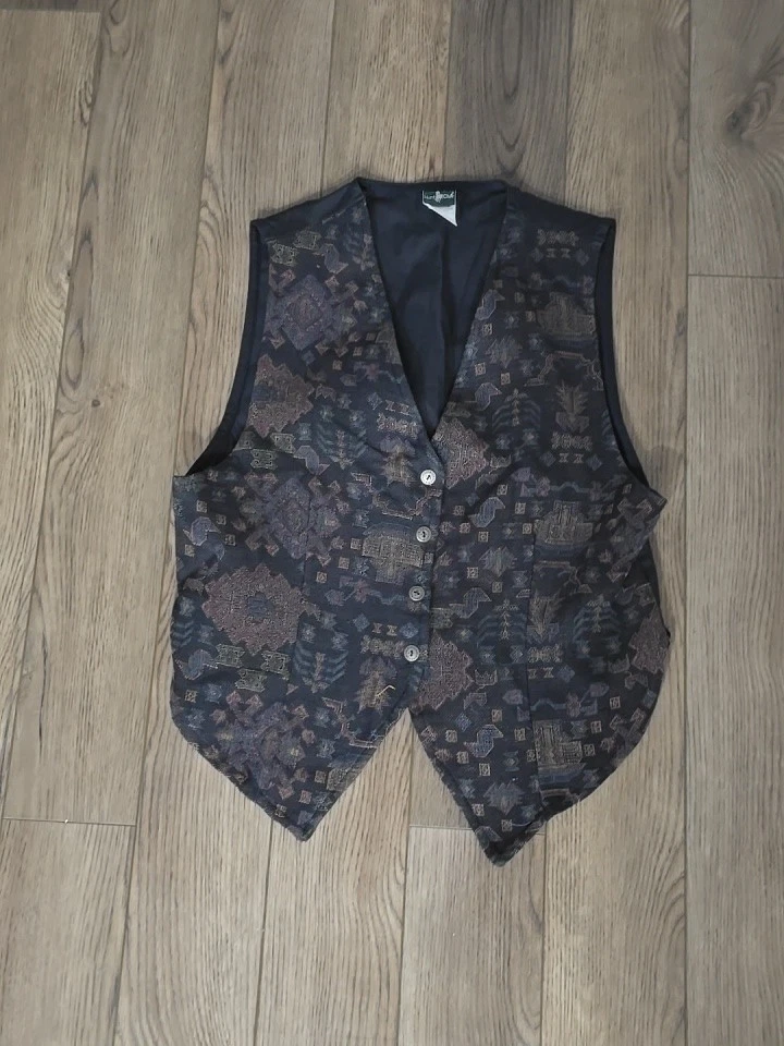 Vintage Hunt Club Tapestry Vest Men’s Large Aztec Southwestern Cowboy USA Made
