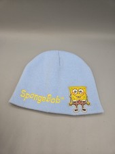 SpongeBob SquarePants Nickelodeon Beanie Blue Embroidered Knit Skull Cap VTG