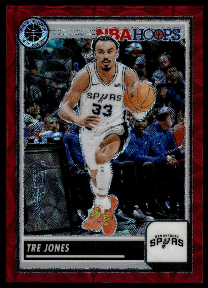 2023-24 Hoops Premium Stock #165 Tre Jones Premium Red Prizm #/88
