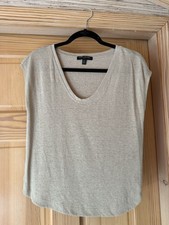 Banana Republic Womens Beige V-Neck Cap Sleev...