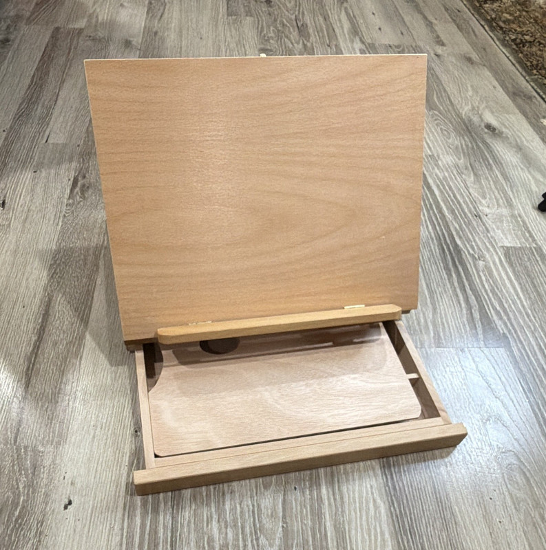 Portable Wooden Tabletop Sketch Box Easel Drawing Board w/ Drawer & Wood Palette
