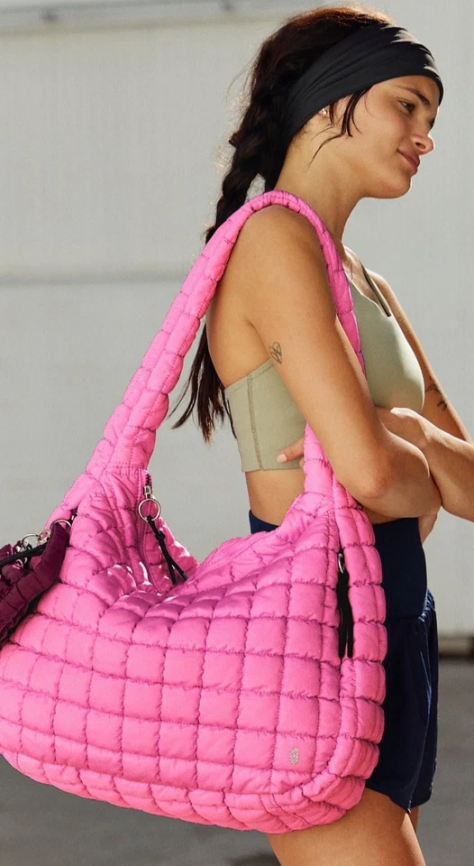 Bolso de Mano Free People Movement Acolchado Puffer Embalable Goma Rosa Nuevo sin Etiquetas. Foto 4 de 4