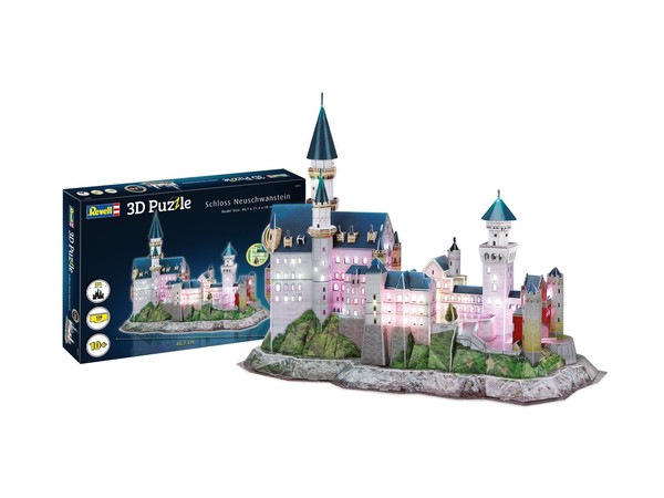 Revell, 3D Puzzle 148 Teile Schloss Neuschwanstein – Led Edition, , REV00151-image
