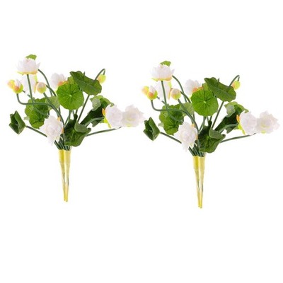 2 Pcs Artificial Lotus Flower Stems Fake Lotus Bouquet Faux Flower Picks Flor...