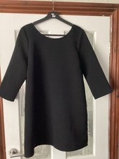 Boohoo Night Black Dress 3/4 Sleeved Open Back Bow Size UK 14