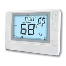 Programmable Thermostat for HVAC Systems, Multi-Stage, 2 Heat/2 Cool, White