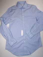 CALVIN KLEIN Blue Steel Stretch Slim Fit Dress Shirt NEW Medium 15 32/33