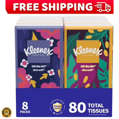 Kleenex on the Go Pocket Pack Facial Tissues 80 Count 3 Ply Travel Size