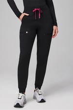 HIGH RISE ON CALL SCRUB JOGGER - BLACK/HIBISCUS - SIZE M REG