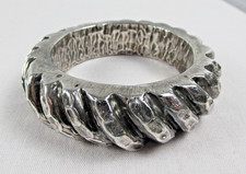 VTG Sterling Silver Bangle Bracelet 3/4" x 3-1/2" Diagonal Pattern 71gr by M.B