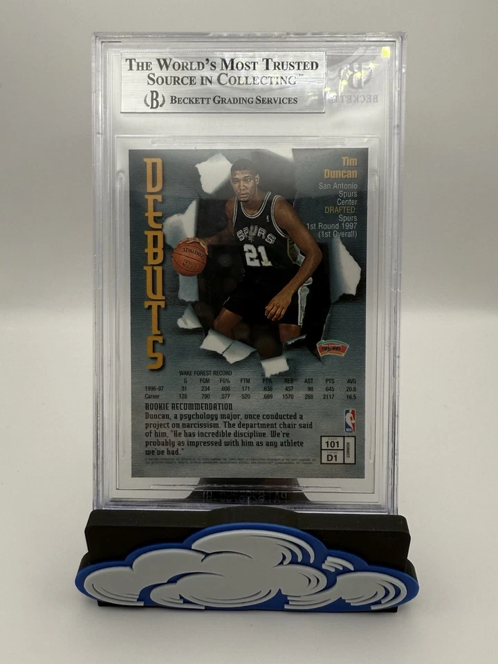 97-98 Topps Finest - Common Bronze Tim Duncan #101 (RC) With The Coating! BGS 9 - Image 2 of 2