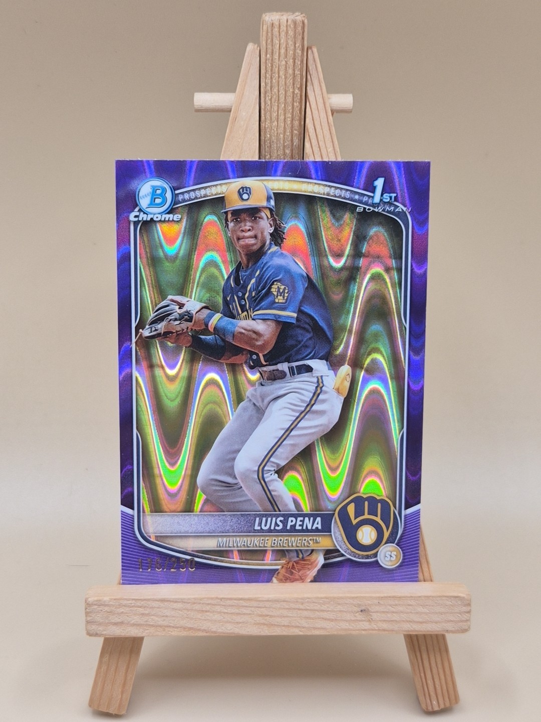 2025 Bowman Chrome Prospects Luis Pena #BCP-38 Purple Raywave Refractor 176/250