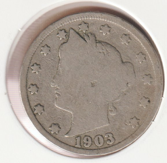 Rare 123 Year Old 1903 Barber Liberty V Nickel US Coin Collection Collectible