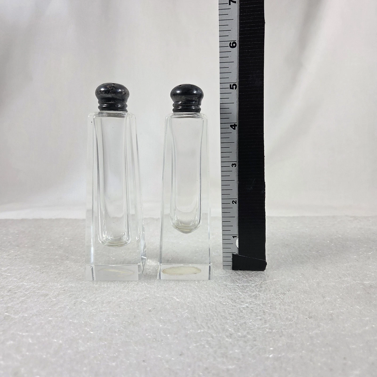 Vintage Wallace Sterling Glass Salt Pepper Shakers Mid Century Modern USA Set