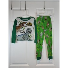 Boy's Sz 7 Jurassic Park World 2 Piece Green Dinosaur Pajama Set