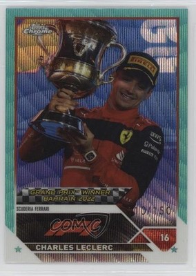 2023 Chrome Formula 1 Grand Prix Winners Aqua Wave Refractor Charles Leclerc mv7
