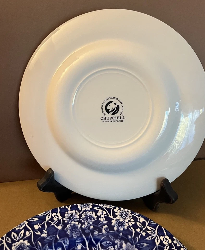 Set of 2 Dessert Plates Churchill England Blue Calico Pattern 7” - Image 3 of 4