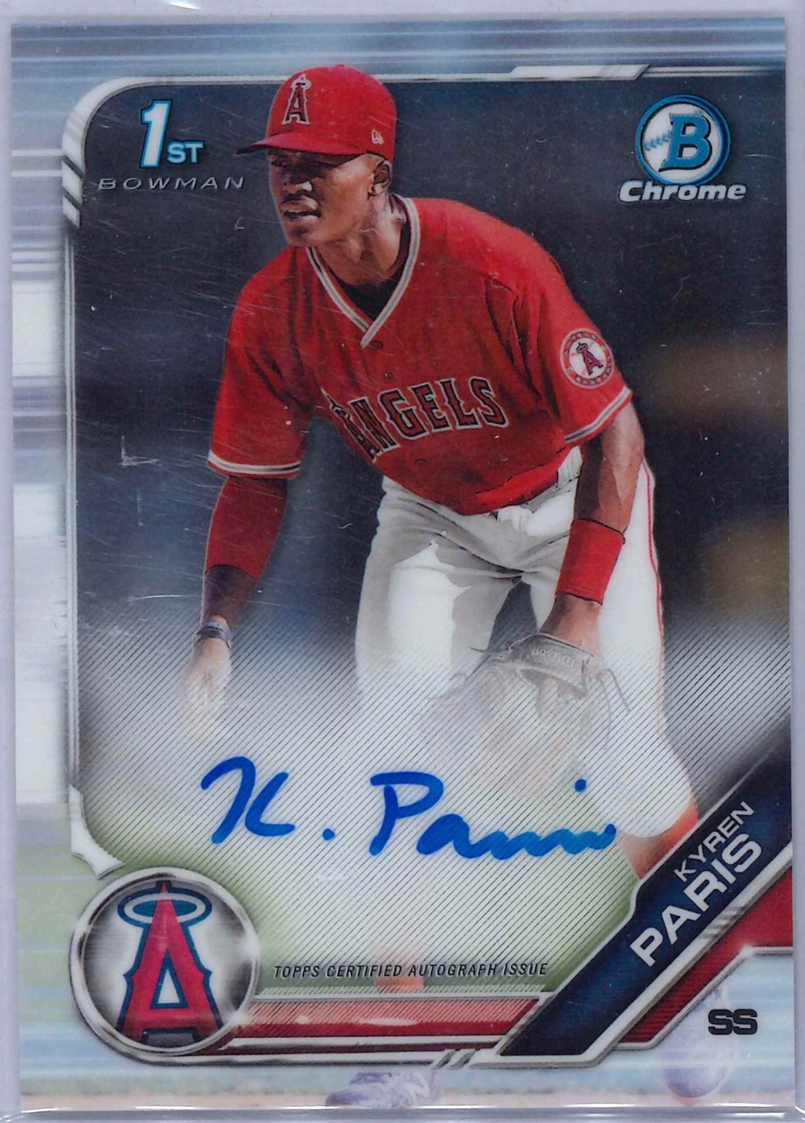 Kyren Paris RC AUTO 2019 Bowman Chrome 1st Prospect Auto  Angels