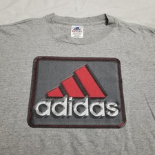 Vintage Adidas T Shirt Mens XL Gray Made in USA Big Logo Spellout 90s Soccer
