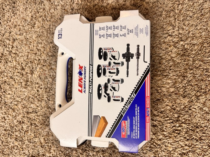 Lenox Bi-Metal Arbored Hole Saw Set 13-Piece w/ Hard Case 7/8-2-1/2 in