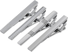 4 Pcs Stainless Steel Tie Clips for Men Classic Tie Bar Clip for Formal Business