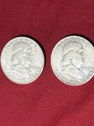 LOT of 2 - 1950 D   FRANKLIN Silver Half Dollars  -  90% Silver