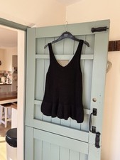 Next Black Oversized Knit Peplum Vest Top Size 10