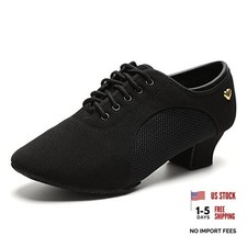 Women's Latin Dance Shoes Lace-up Ballroom Modern 7.5 Black-1.5inch Heels