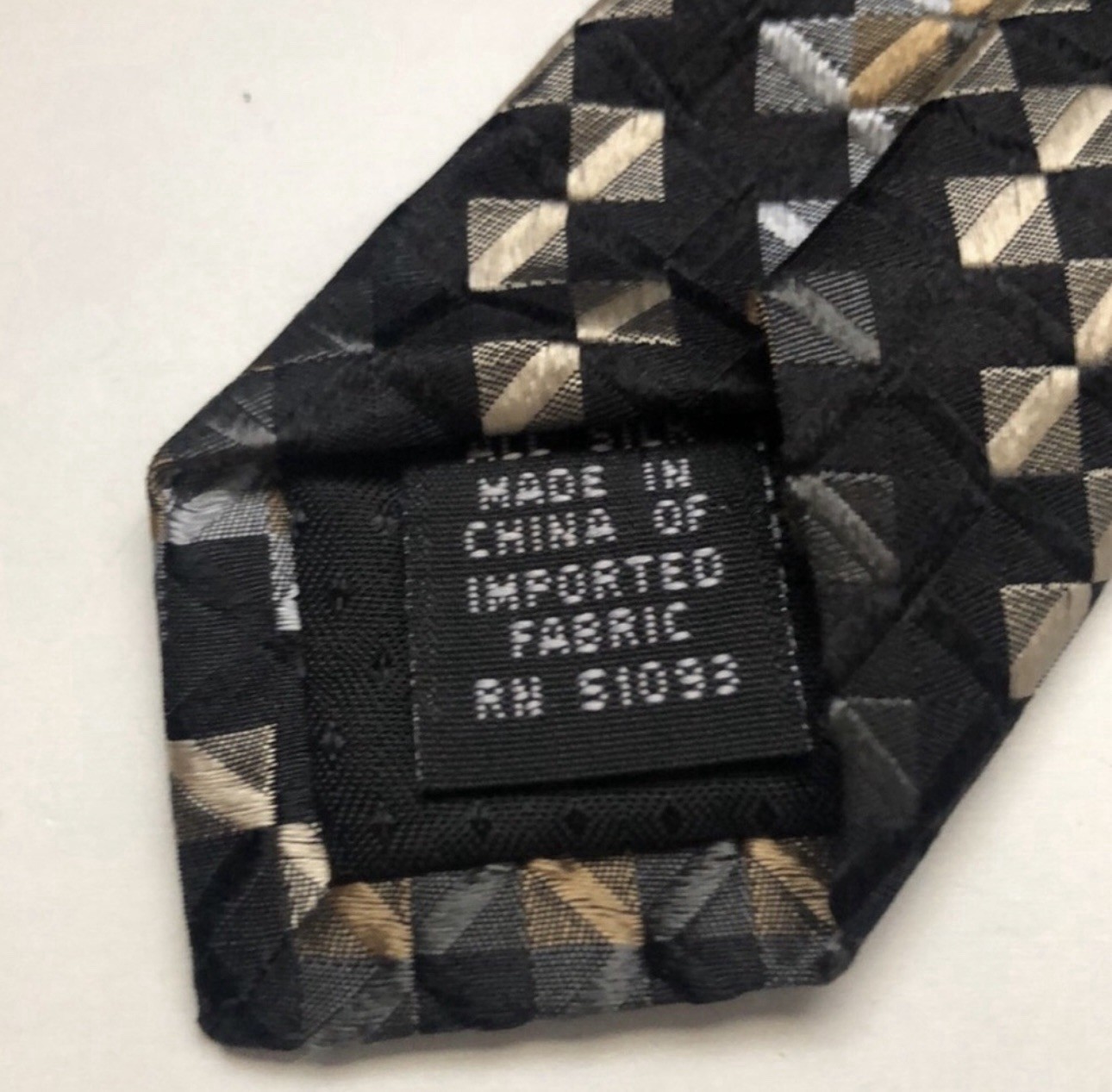 Stafford Tie Men’s Black & Brown Geometric Pattern Silk Business Office Dress