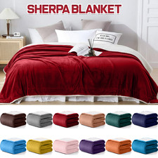Soft Throw Sherpa Fleece Blanket Twin Queen Size Reversible Blankets for Winter
