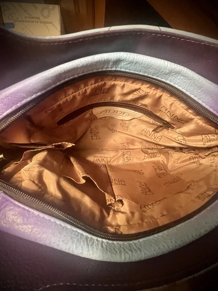 Bolsa de ombro Anuschka pavão e orquídea média INCLUI CARTEIRA COMBINANDO - Imagem 4 de 4